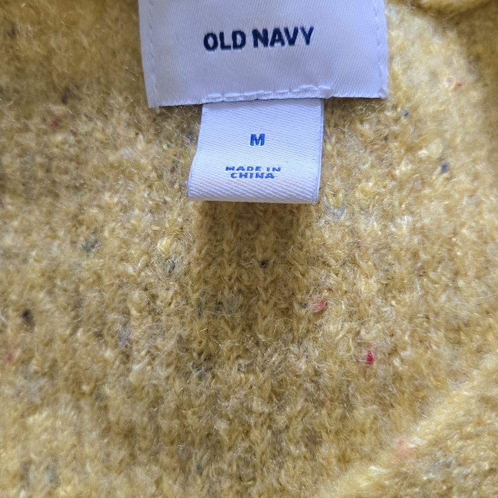 Women’s V-Neck Speckled Knit Sweater - Mustard - Picture 2 of 4